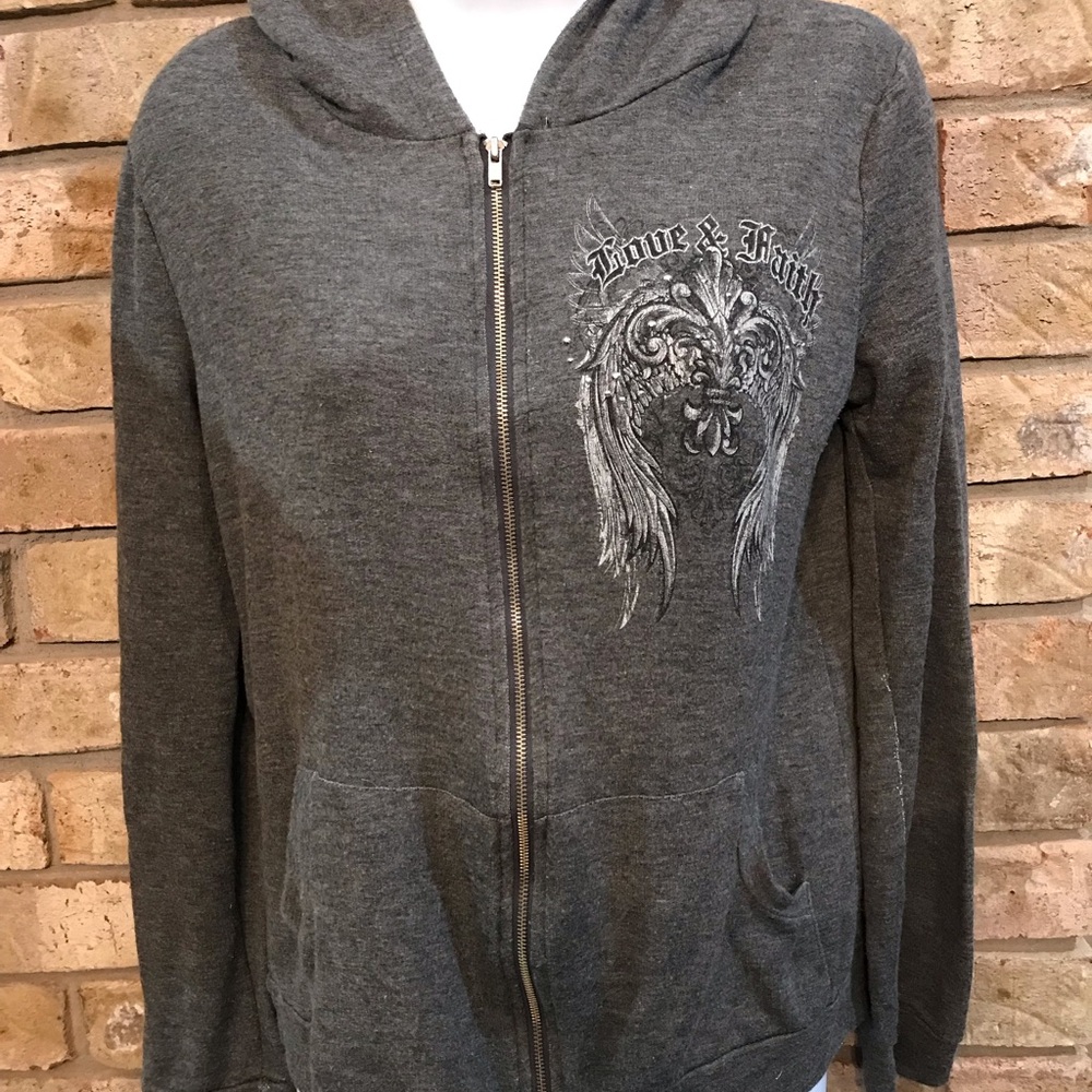 Ed Hardy Gray Zip-Up Hoodie